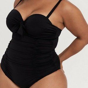 Torrid Black Tie Front Underwire 1 Piece Swimsuit